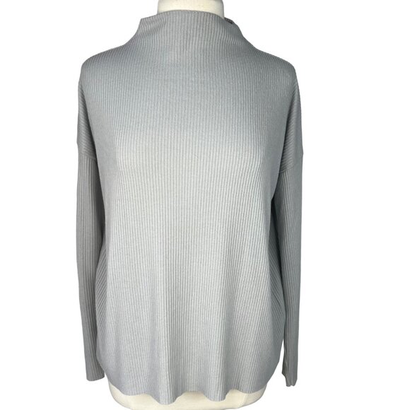 Lucky Brand Womens Sweater Gray Pull Over Ribbed Size Medium New - Picture 1 of 10